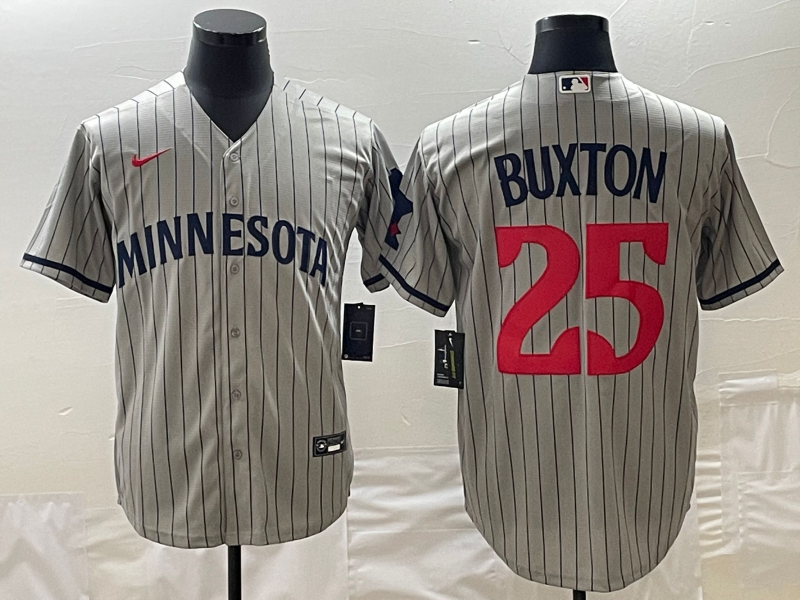 Men's Minnesota Twins #25 Byron Buxton Grey Cool Base Stitched Jersey
